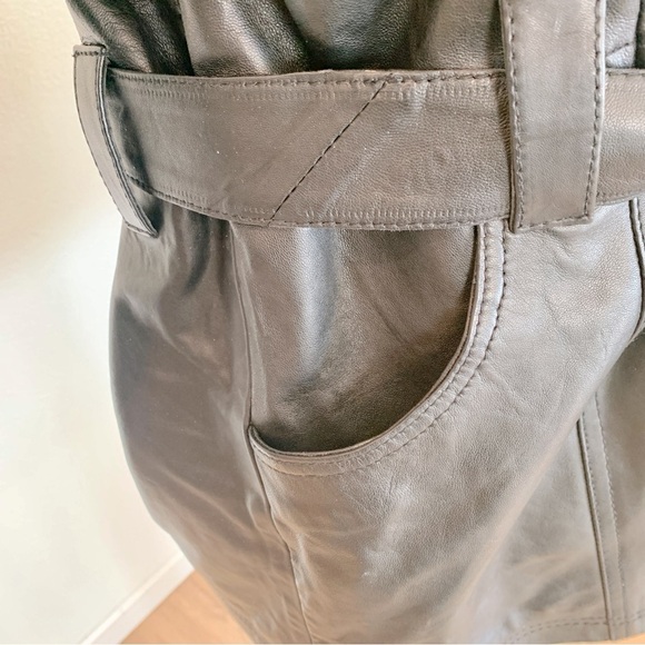 🖤 Nasty Gal Black Real Leather Oversized Tie-Waist Shirt Jacket Shacket - Picture 8 of 13